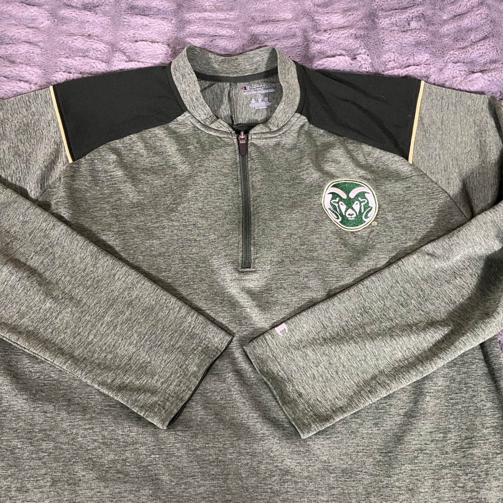 Champion Colorado State Rams 1/4‎ Zip Pullover Mens XL Green Heathered AP369
